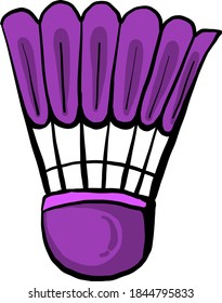 violetter Badminton-Ball, Illustration, Vektorgrafik auf weißem Hintergrund