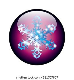 Purple ball with a snowflake, vector