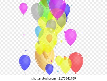Purple Balloon Background Transparent Vector. Balloon Latex Card. Multicolor Shine. Red Surprise. Air Wedding Template.