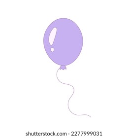 Purple balloon doodle.e Cute hand drawn flying glossy balloon. Simple isolated vector illustration for greeting card, birthday, kids, decoration