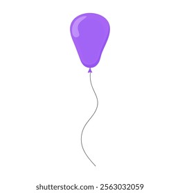 Purple balloon floating in the air with a thin black string attached