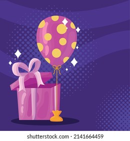 purple balloon helium and gift poster