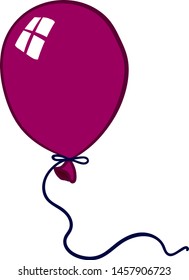 Purple balloon, illustration, vector on white background.