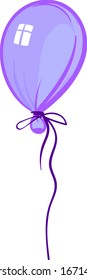 Balão roxo, ilustração, vetor sobre fundo branco.