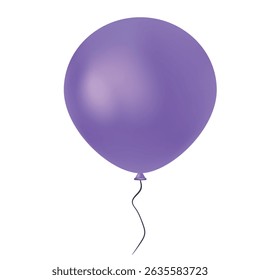 Purple balloon isolated on a white background. Party decoration for birthday and celebrations. Vector realistic colorful festive 3d helium balloons.