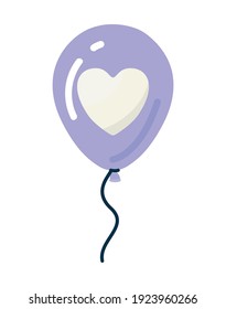 purple balloon with one heart in the middle vector illustration design