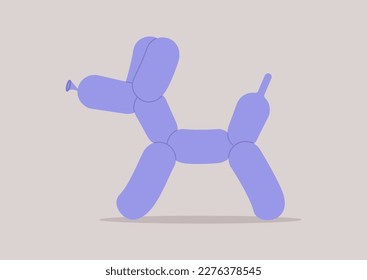 A purple balloon sculpted as a poodle dog shape