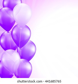 Purple Balloons Border Vector Background