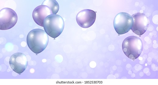 purple balloons fame concept design template holiday Happy Day, background Celebration Vector illustration.