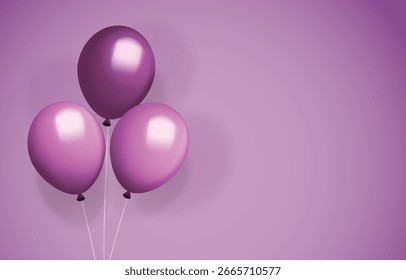 violette Ballons auf violettem Hintergrund.