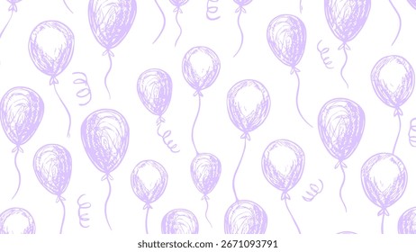 Lila Ballons auf weißem Hintergrund, Vektor. Feiern nahtlose Muster .