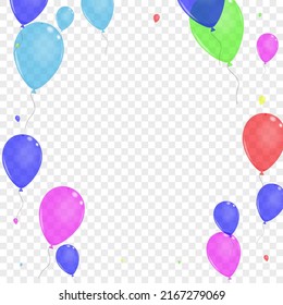 Vector transparente de fondo de globo púrpura. Frontera de Jubileo del Aire. Azul inflable. Sorpresa Roja. Plantilla de arte de globo.