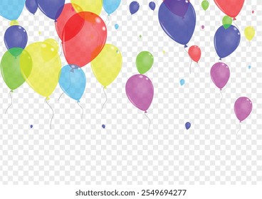 Purple Baloon Background Transparent Vector. Confetti Graphic Background. Bright Glitter. Pink Surprise. Ballon Realistic Frame.