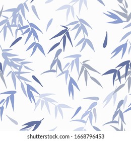 Purple Bamboo Branch Vector Illustration in White and Purple Colors Seamless Pattern