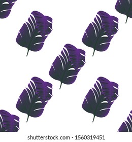 Purple Banana Leaf. Vector illustration. Seamless background pattern. Floral botanical flower. Wild leaf wildflower isolated. Exotic tropical hawaiian jungle. Fabric wallpaper print texture.