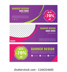 Purple Banner design. Abstract poster template. Facebook cover. Gift card. Brochure set. Vector illustration