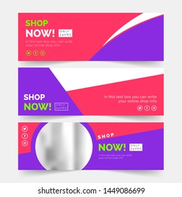 Purple  banner design. Abstract poster vector. Facebook cover. Creative banner. Gym banner. Pink and Purple banner set