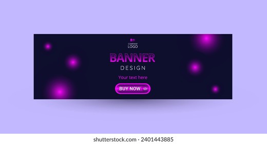 Purple banner design with CTA button: Buy now.