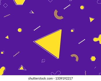 Purple banner or poster design with abstract geometric elements.