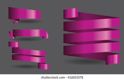 Purple Banner ribbon vector set