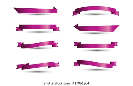 Purple Banner ribbon vector set isolated background