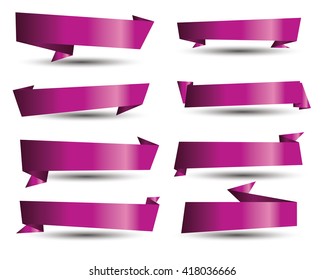 Purple Banner ribbon vector set