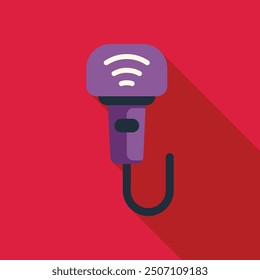 Purple barcode scanner with a wifi signal transmitting data wirelessly