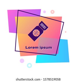 Purple Basketball game ticket icon isolated on white background. Color rectangle button. Vector Illustration