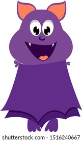 Purple bat, illustration, vector on white background.