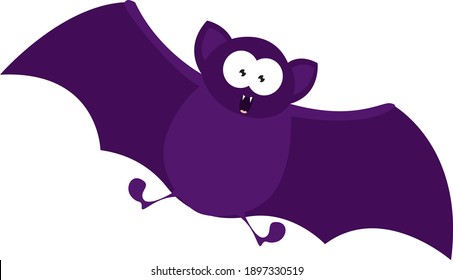 Murciélago morado, ilustración, vector sobre fondo blanco.
