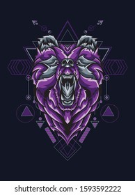 Purple bear with geometric pattern 