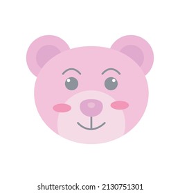 purple bear head cartoon vector, white background