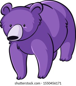 Purple bear on white background illustration