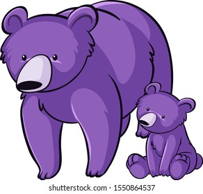 Purple bears on white background illustration