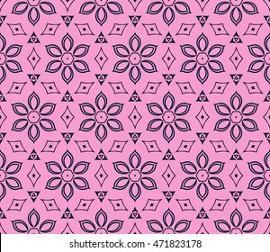 Purple. Beautiful floral pattern of geometric elements. Vector. For the design of printed products, holiday material, fashion design