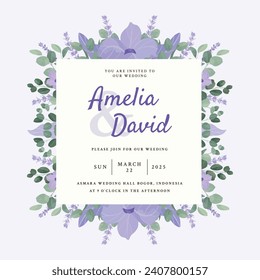 Purple Beautiful Lavender Flower Wedding Invitation Template
