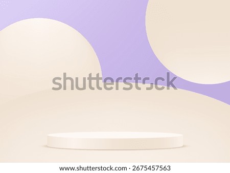 Purple and beige background vector 3d with beige podium Space for selling products on the website. Abstract wallpaper design with copy space to display your products. Vector illustration.