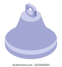 O ícone de sino roxo representa uma notificação, som de toque ou alarme na visualização isométrica