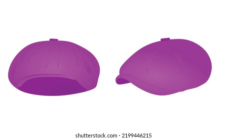 Purple Beret Cap. Vector Illustration