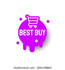 Purple Best Buy Icon Label Sign Brand Tag Banner Ribbon Isolated Background Vector Design Style Illustration