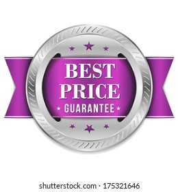 Purple best price badge with ribbon