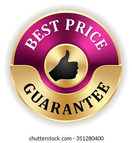Purple best price guarantee badge with gold border