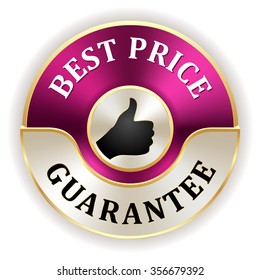 Purple best price guarantee badge with gold border