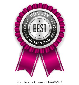 Purple best quality rosette with silver border on white background