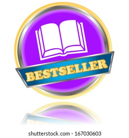 Purple bestseller icon on a white background