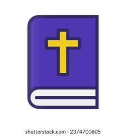 Purple Bible icon. Christian and Judaism religious text. Vector.