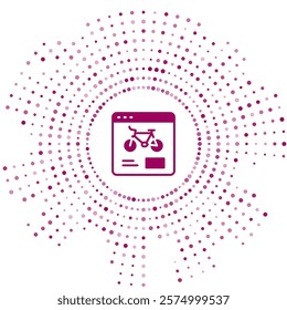Purple Bicycle rental mobile app icon isolated on white background. Smart service for rent bicycles in the city. Mobile app for sharing system. Abstract circle random dots. Vector
