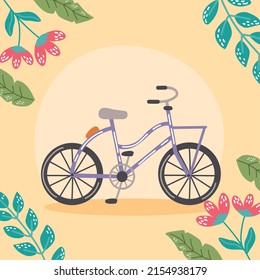 Purple Bike In Floral Frame Poster