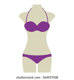 purple Bikini Summer Vector Icon Button