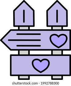 Purple billboard with multiple instructions, illustration, on a white background.